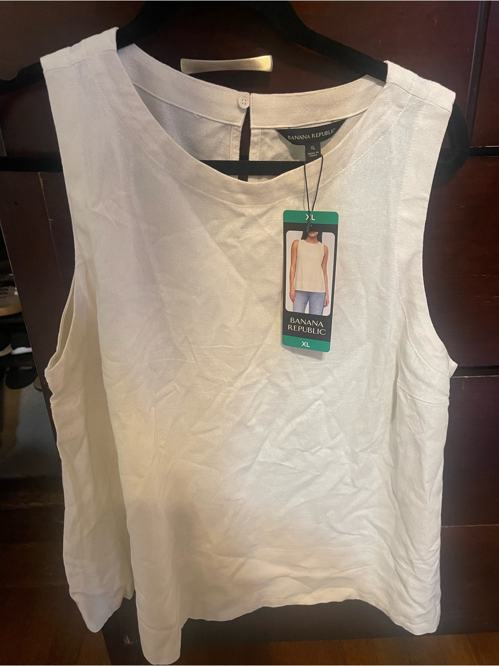 Banana Republic Cream Sleeveless Linen Blend Tank